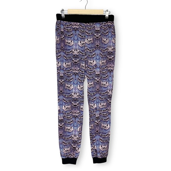 Tibi Ibis Print Jogger Pants Easy Track Pant Purple Feather Joggers Size XS - Picture 4 of 11